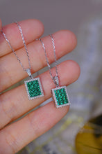 Load image into Gallery viewer, LUOWEND 18K White Gold Real Natural Diamond and Emerald Necklace for Women