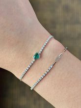 Load image into Gallery viewer, LUOWEND 18K White Gold Fine Jewelry Natural Emerald Bracelet for Women