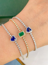 Load image into Gallery viewer, LUOWEND 18K Yellow Gold Fine Jewelry Natural Emerald Bracelet for Women
