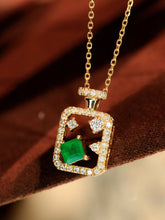 Load image into Gallery viewer, LUOWEND 18K Yellow Gold Fine Jewelry Natural Emerald Necklace for Women