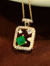 Load image into Gallery viewer, LUOWEND 18K Yellow Gold Fine Jewelry Natural Emerald Necklace for Women