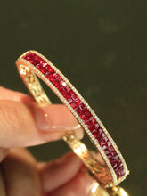 Load image into Gallery viewer, LUOWEND 18K Yellow Gold Fine Jewelry Natural Ruby Bangle for Women