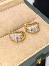 Load image into Gallery viewer, LUOWEND 18K Yellow Gold Fine Jewelry Real Natural Diamond Hoop Earrings for Women