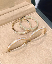 Load image into Gallery viewer, LUOWEND 18K Yellow Gold Fine Jewelry Real Natural Diamond Hoop Earrings for Women