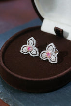 Load image into Gallery viewer, LUOWEND 18K White Gold Fine Jewelry Real Natural Pink Diamond Earrings for Women