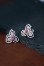 Load image into Gallery viewer, LUOWEND 18K White Gold Fine Jewelry Real Natural Pink Diamond Earrings for Women