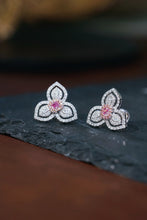 Load image into Gallery viewer, LUOWEND 18K White Gold Fine Jewelry Real Natural Pink Diamond Earrings for Women