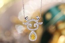 Load image into Gallery viewer, LUOWEND 18K White Gold Real Natural Yellow Diamond Necklace for Women