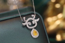 Load image into Gallery viewer, LUOWEND 18K White Gold Real Natural Yellow Diamond Necklace for Women
