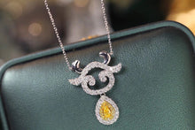 Load image into Gallery viewer, LUOWEND 18K White Gold Real Natural Yellow Diamond Necklace for Women