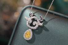Load image into Gallery viewer, LUOWEND 18K White Gold Real Natural Yellow Diamond Necklace for Women