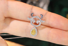 Load image into Gallery viewer, LUOWEND 18K White Gold Real Natural Yellow Diamond Necklace for Women