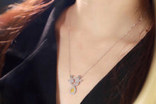 Load image into Gallery viewer, LUOWEND 18K White Gold Real Natural Yellow Diamond Necklace for Women