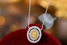 Load image into Gallery viewer, LUOWEND 18K White Gold Real Natural Yellow Diamond Necklace for Women