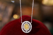 Load image into Gallery viewer, LUOWEND 18K White Gold Real Natural Yellow Diamond Necklace for Women