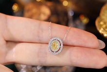 Load image into Gallery viewer, LUOWEND 18K White Gold Real Natural Yellow Diamond Necklace for Women