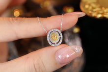 Load image into Gallery viewer, LUOWEND 18K White Gold Real Natural Yellow Diamond Necklace for Women
