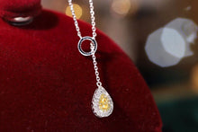 Load image into Gallery viewer, LUOWEND 18K White Gold Real Natural Yellow Diamond Necklace for Women