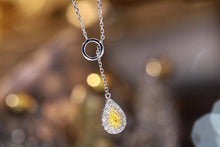 Load image into Gallery viewer, LUOWEND 18K White Gold Real Natural Yellow Diamond Necklace for Women