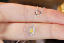 Load image into Gallery viewer, LUOWEND 18K White Gold Real Natural Yellow Diamond Necklace for Women