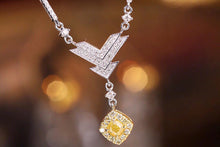 Load image into Gallery viewer, LUOWEND 18K White Gold Real Natural Yellow Diamond Necklace for Women