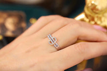 Load image into Gallery viewer, LUOWEND 18K White and Yellow Gold Real Natural Diamond Ring for Women