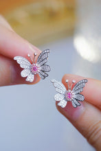 Load image into Gallery viewer, LUOWEND 18K White Gold Natural Pink Diamond Earrings for Women