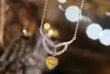 Load image into Gallery viewer, LUOWEND 18K White Gold Real Natural Yellow Diamond Necklace for Women