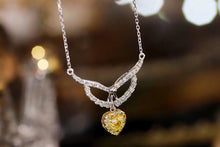 Load image into Gallery viewer, LUOWEND 18K White Gold Real Natural Yellow Diamond Necklace for Women