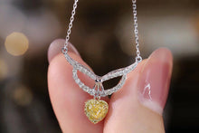 Load image into Gallery viewer, LUOWEND 18K White Gold Real Natural Yellow Diamond Necklace for Women