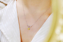 Load image into Gallery viewer, LUOWEND 18K White Gold Real Natural Yellow Diamond Necklace for Women