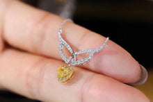 Load image into Gallery viewer, LUOWEND 18K White Gold Real Natural Yellow Diamond Necklace for Women