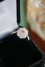 Load image into Gallery viewer, LUOWEND 18K White Gold Natural Pink Diamond Ring for Women