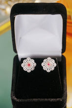 Load image into Gallery viewer, LUOWEND 18K White Gold Natural Pink Diamond Earrings for Women