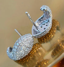 Load image into Gallery viewer, LUOWEND 18K White Gold Natural Diamond Earrings for Women