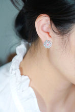Load image into Gallery viewer, LUOWEND 18K White Gold Natural Pink Diamond Earrings for Women