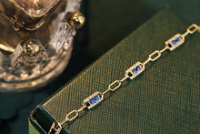 Load image into Gallery viewer, LUOWEND 18K Yellow Gold Real Natural Sapphire and Diamond Gemstone Bracelet for Women