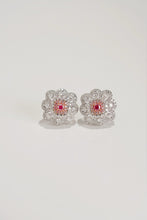 Load image into Gallery viewer, LUOWEND 18K White Gold Natural Pink Diamond Earrings for Women
