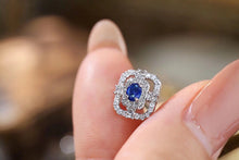 Load image into Gallery viewer, LUOWEND 18K White Gold Real Natural Sapphire and Diamond Earrings for Women