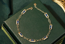 Load image into Gallery viewer, LUOWEND 18K Yellow Gold Real Natural Sapphire and Diamond Gemstone Bracelet for Women