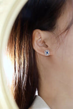 Load image into Gallery viewer, LUOWEND 18K White Gold Real Natural Sapphire and Diamond Earrings for Women
