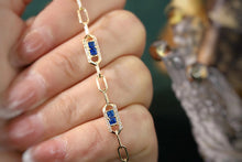 Load image into Gallery viewer, LUOWEND 18K Yellow Gold Real Natural Sapphire and Diamond Gemstone Bracelet for Women