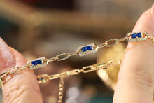 Load image into Gallery viewer, LUOWEND 18K Yellow Gold Real Natural Sapphire and Diamond Gemstone Bracelet for Women