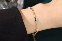 Load image into Gallery viewer, LUOWEND 18K Yellow Gold Real Natural Sapphire and Diamond Gemstone Bracelet for Women