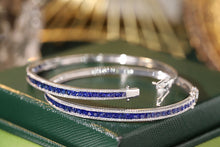 Load image into Gallery viewer, LUOWEND 18K White Gold Real Natural Sapphire and Diamond Gemstone Bangle for Women