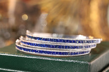 Load image into Gallery viewer, LUOWEND 18K White Gold Real Natural Sapphire and Diamond Gemstone Bangle for Women
