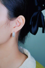 Load image into Gallery viewer, LUOWEND 18K White Gold Real Natural Diamond Hoop Earrings for Women