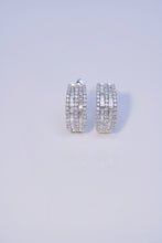 Load image into Gallery viewer, LUOWEND 18K White Gold Real Natural Diamond Hoop Earrings for Women