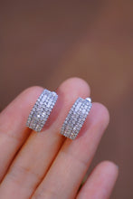 Load image into Gallery viewer, LUOWEND 18K White Gold Real Natural Diamond Hoop Earrings for Women