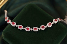 Load image into Gallery viewer, LUOWEND 18K White Gold Real Natural Ruby and Diamond Gemstone Bracelet for Women